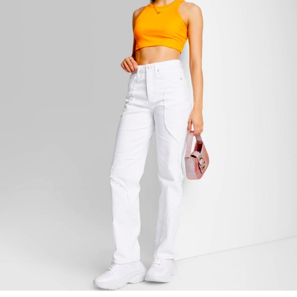 Wild Fable Frayed White Jeans